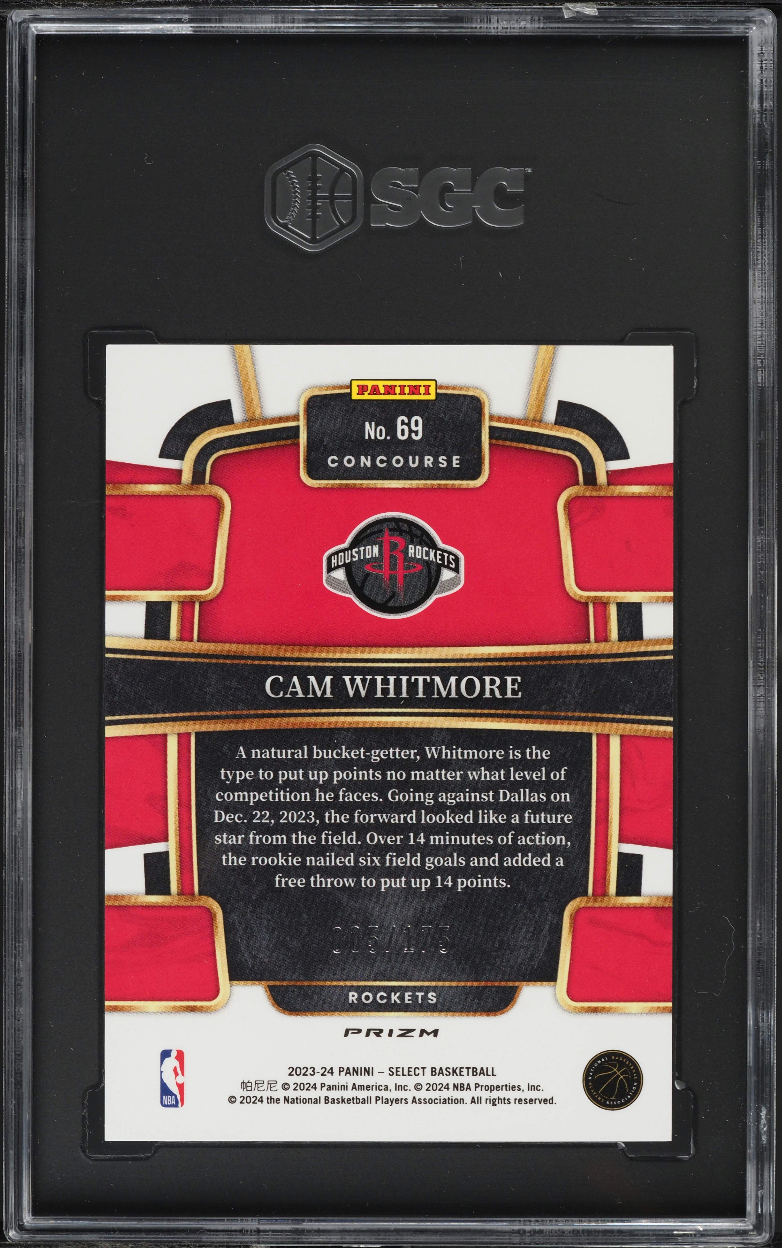 2023 Select Concourse Purple Flash Prizm Cam Whitmore ROOKIE /175