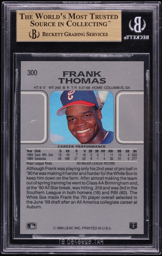 1990 Leaf Frank Thomas ROOKIE #300 BGS 9.5 GEM MINT