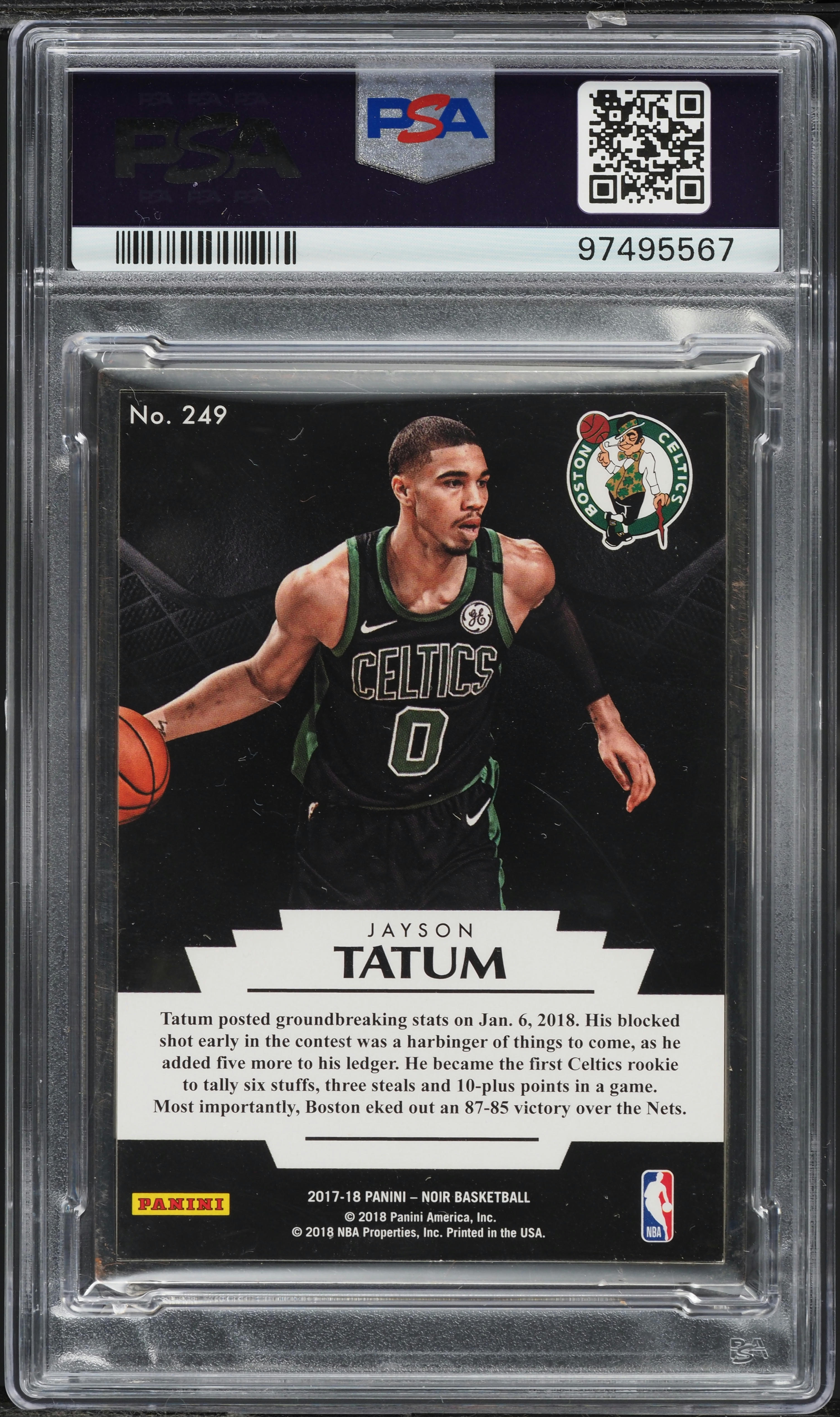 2017 Panini Noir Jayson Tatum ROOKIE /25 #249 PSA 5 EX on Fanatics