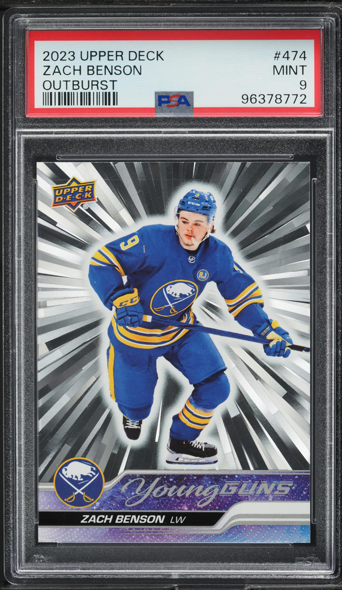 2023 Upper Deck Young Guns Outburst Zach Benson ROKIE #474 PSA 9 MINT