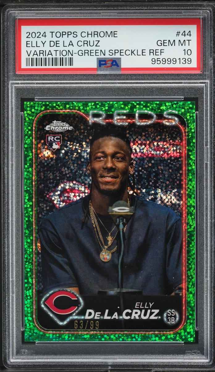 2024 Topps Chrome Variation Green Speckle Elly De La Cruz ROOKIE /99 #44 PSA 10