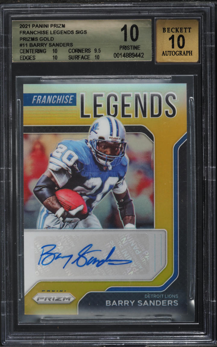 2021 Panini Prizm Franchise Legends Gold Barry Sanders AUTO 10/10 #11 BGS 10