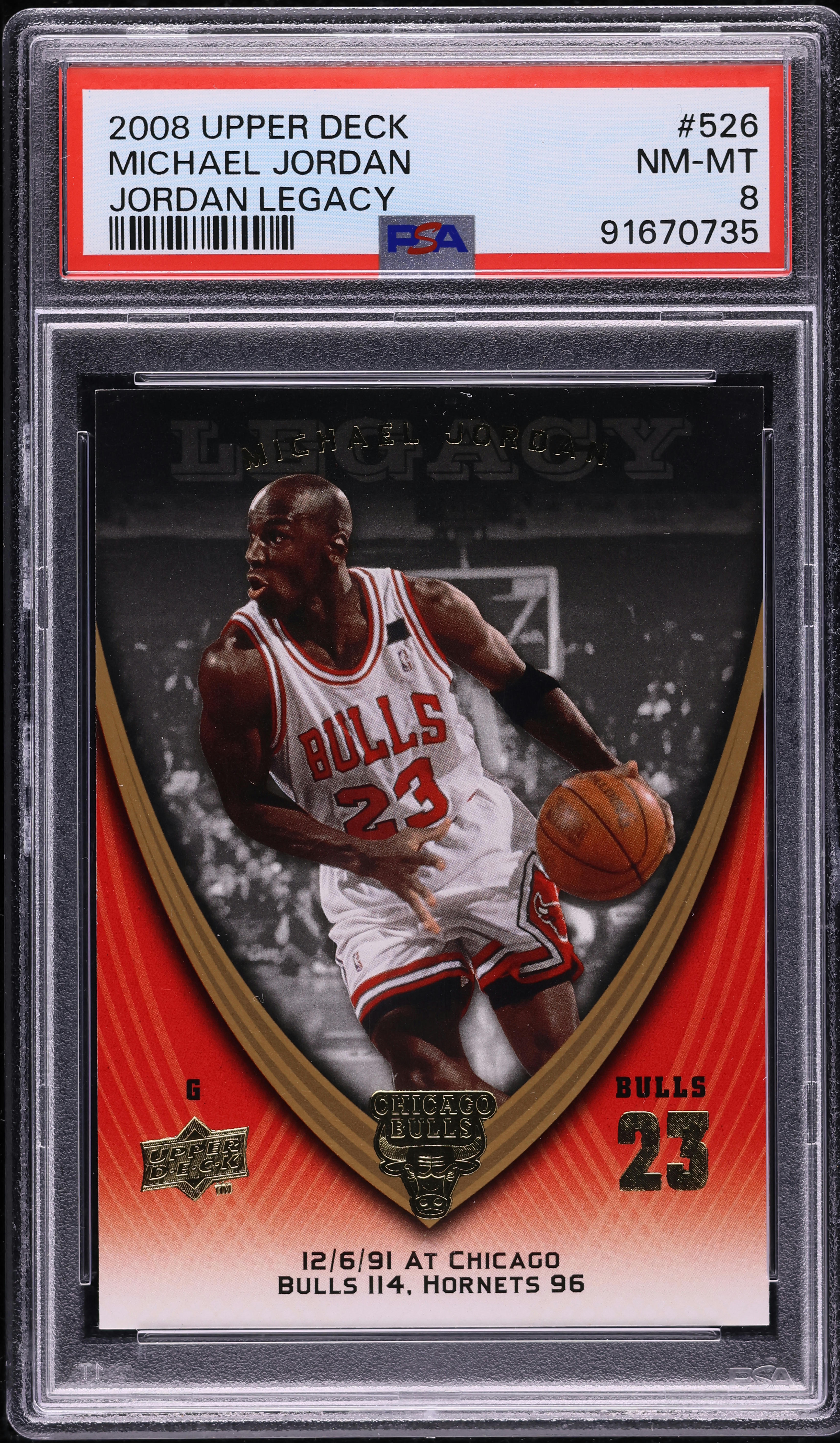 2008 Upper Deck Jordan Legacy Michael Jordan #526 PSA 8 NM-MT on