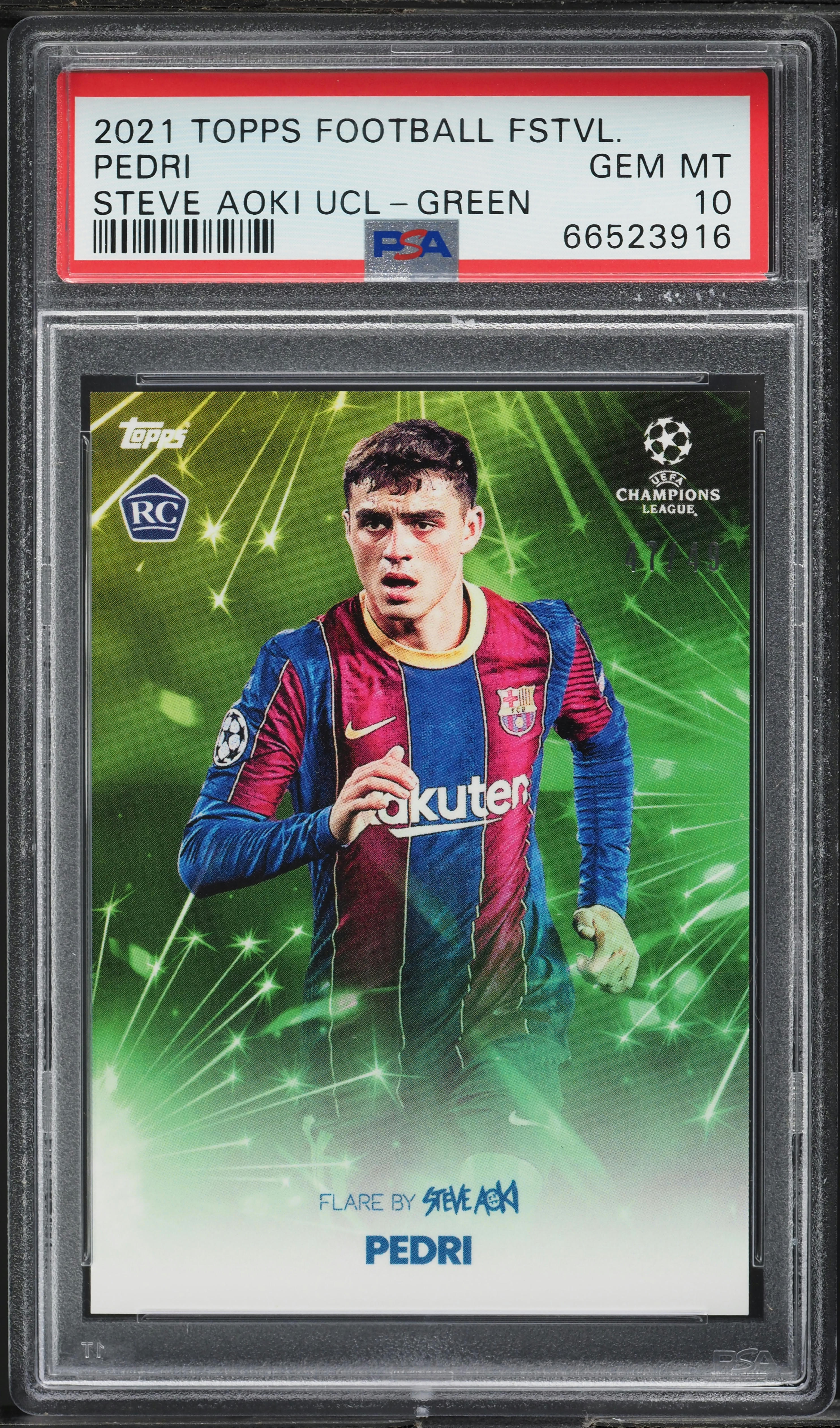 2020 Topps Football Festival Steve Aoki UEFA Green Pedri ROOKIE