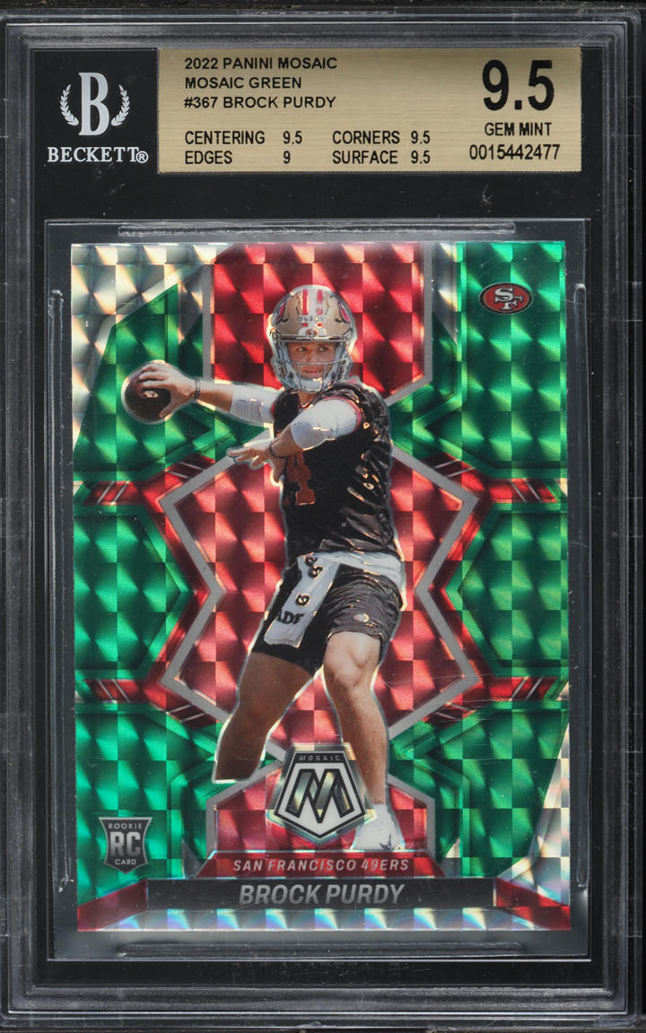 2022 Panini Mosaic Green Brock Purdy ROOKIE #367 BGS 9.5 GEM MINT