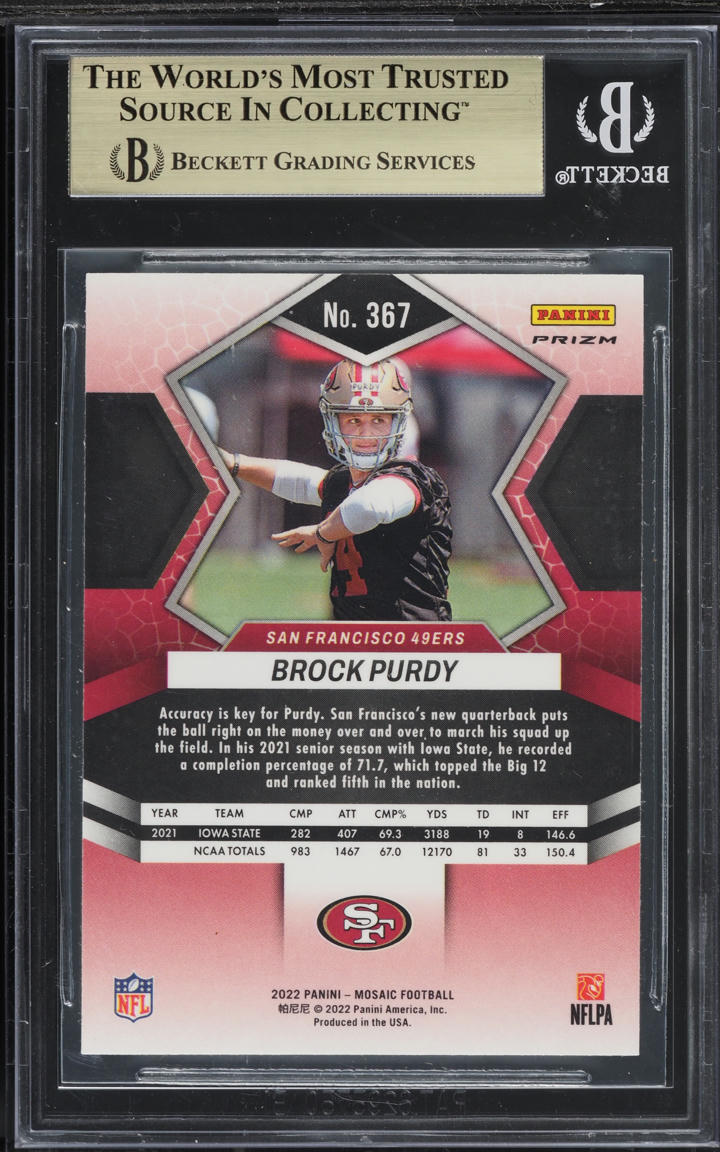2022 Panini Mosaic Green Brock Purdy ROOKIE #367 BGS 9.5 GEM MINT