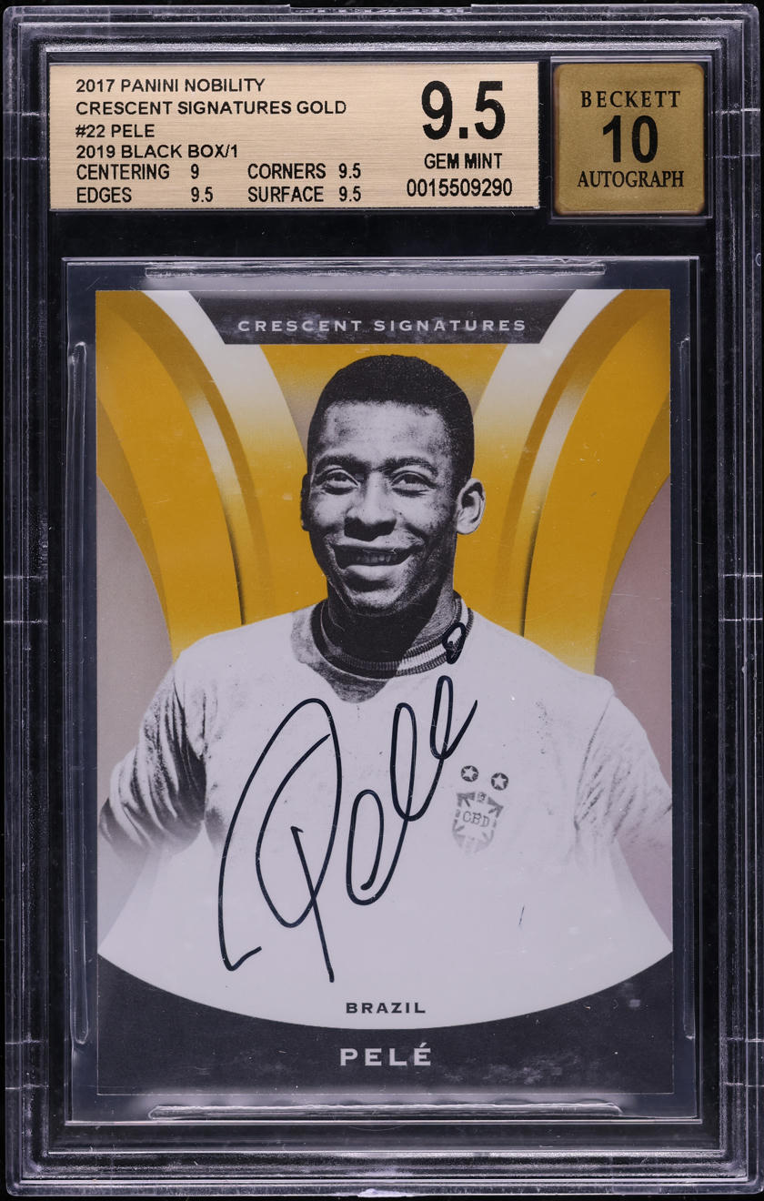 2017 Panini Nobility Crescent Black Box '19 Gold Pele AUTO 1/1 BGS 9.5 GEM MINT