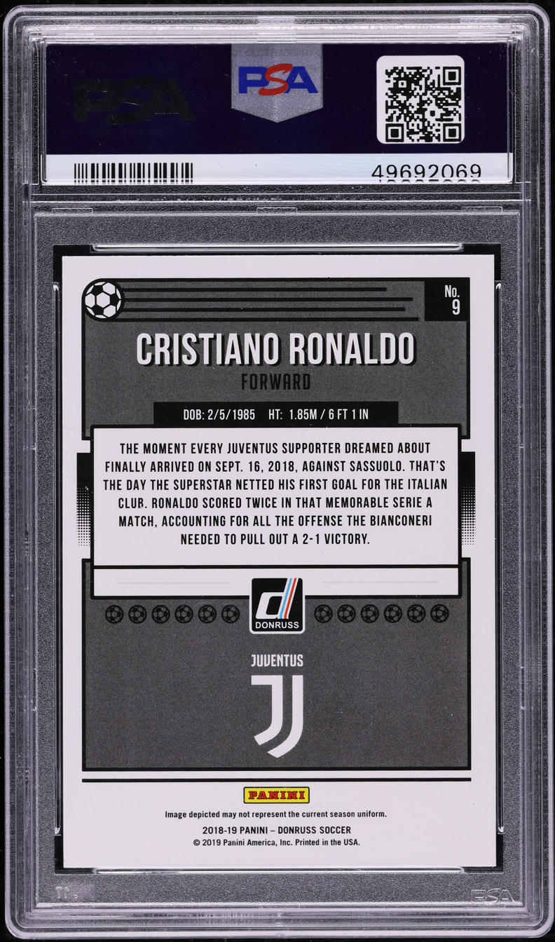 2018 Donruss Press Proof Silver Cristiano Ronaldo #9 PSA 10 GEM MINT