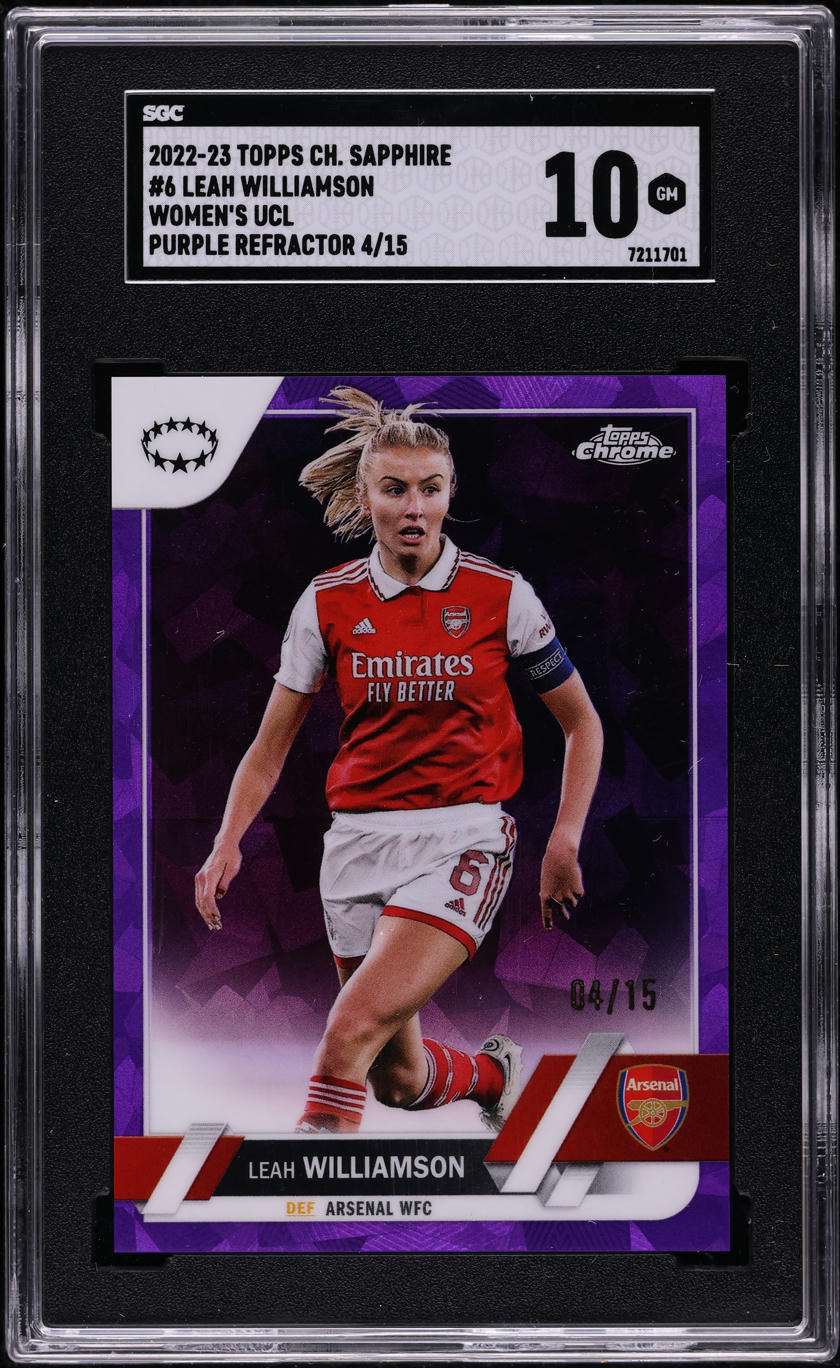 2022 Topps Chrome Sapphire Women's UCL Purple Ref Leah Williamson /15 #6 SGC 10