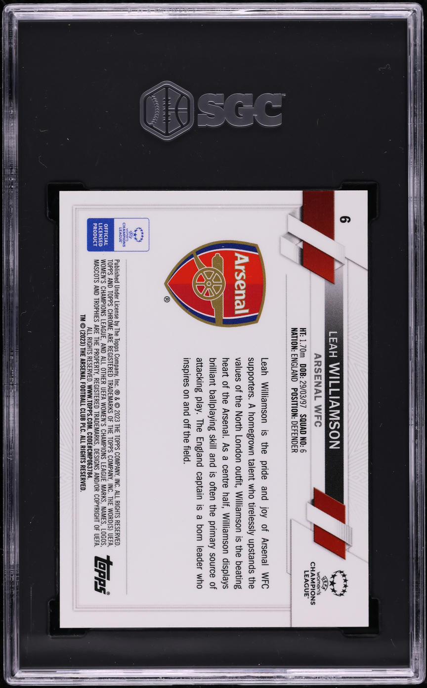 2022 Topps Chrome Sapphire Women's UCL Purple Ref Leah Williamson /15 #6 SGC 10
