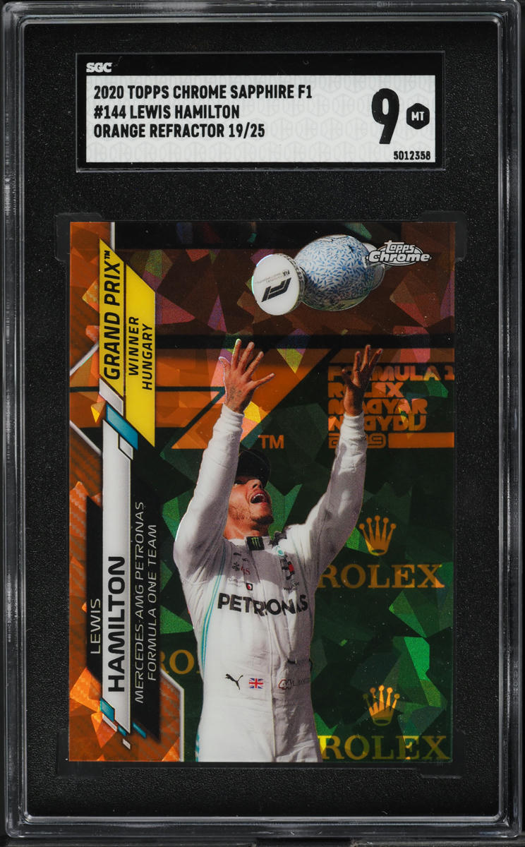 2020 Topps Chrome Sapphire F1 Orange Refractor Lewis Hamilton /25 #144 SGC 9