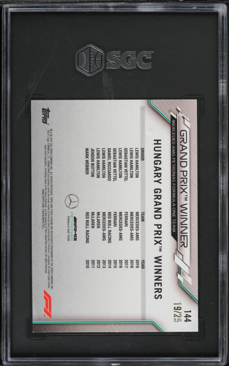 2020 Topps Chrome Sapphire F1 Orange Refractor Lewis Hamilton /25 #144 SGC 9
