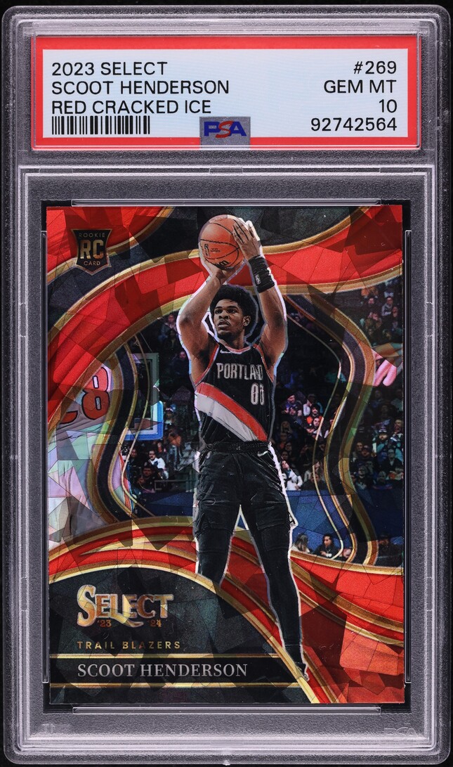 2023 Select Courtside Red Cracked Ice Scoot Henderson ROOKIE #269 PSA 10 GEM