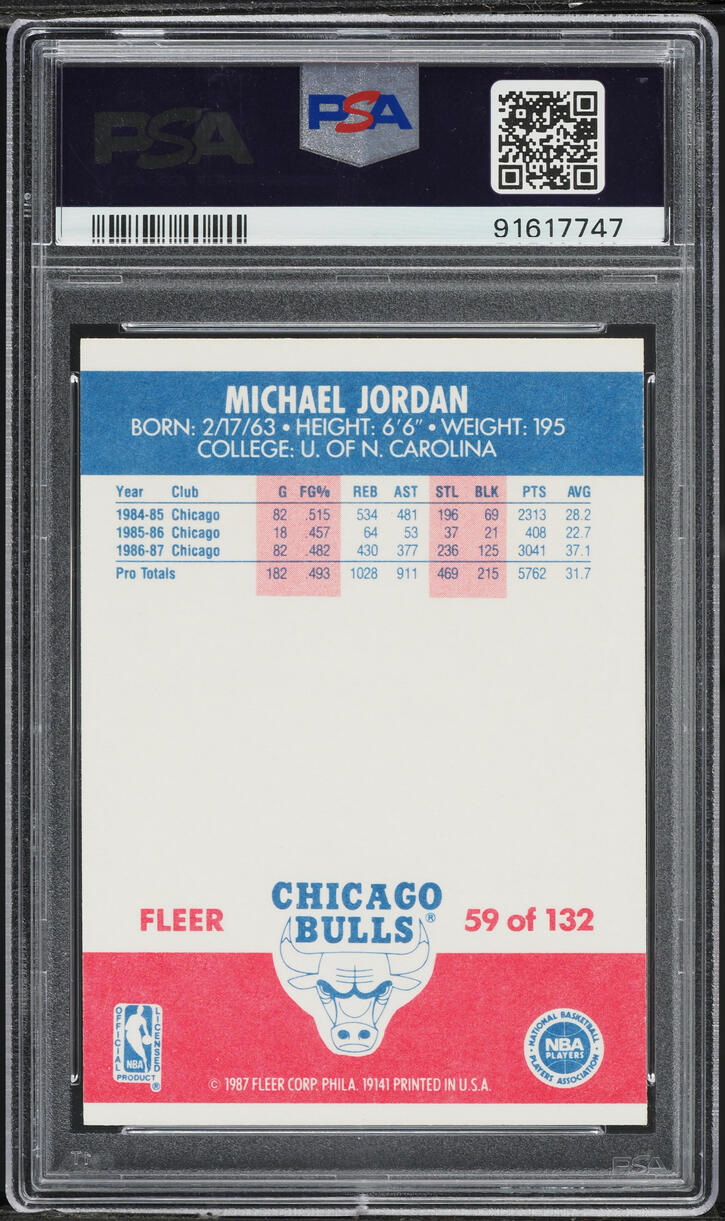 1987 Fleer Basketball Michael Jordan #59 PSA 8 NM-MT