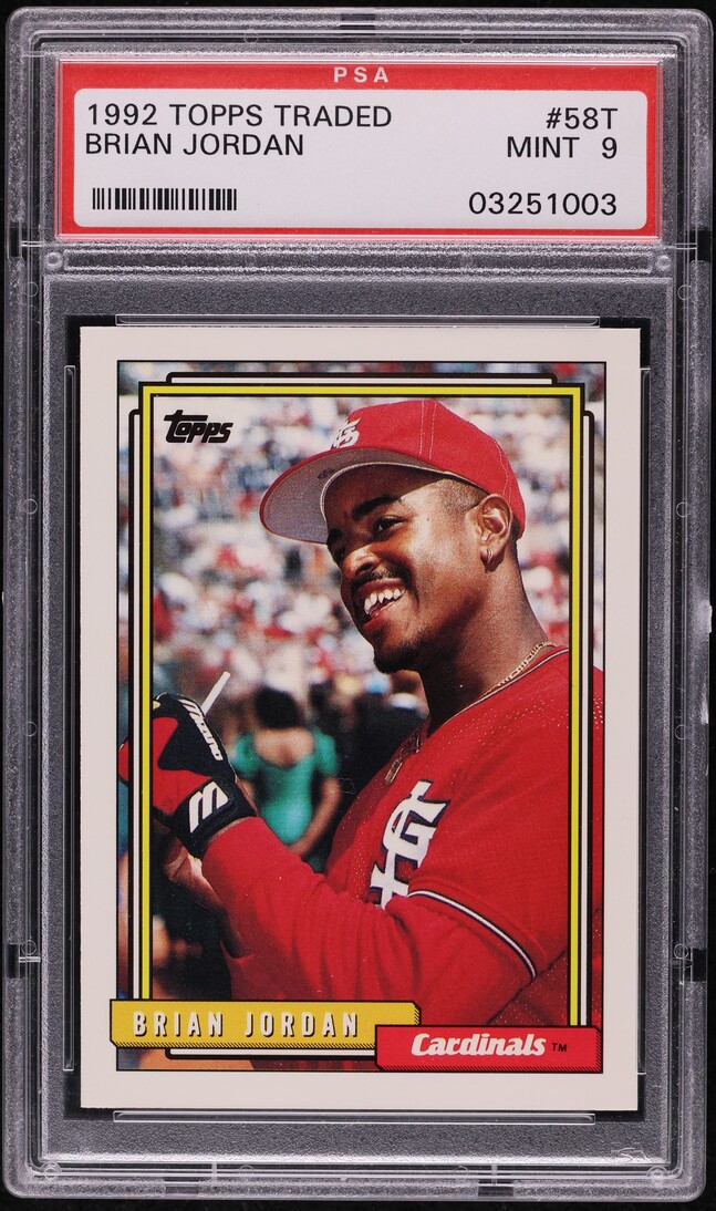 1992 Topps Traded Brian Jordan ROOKIE #58T PSA 9 MINT