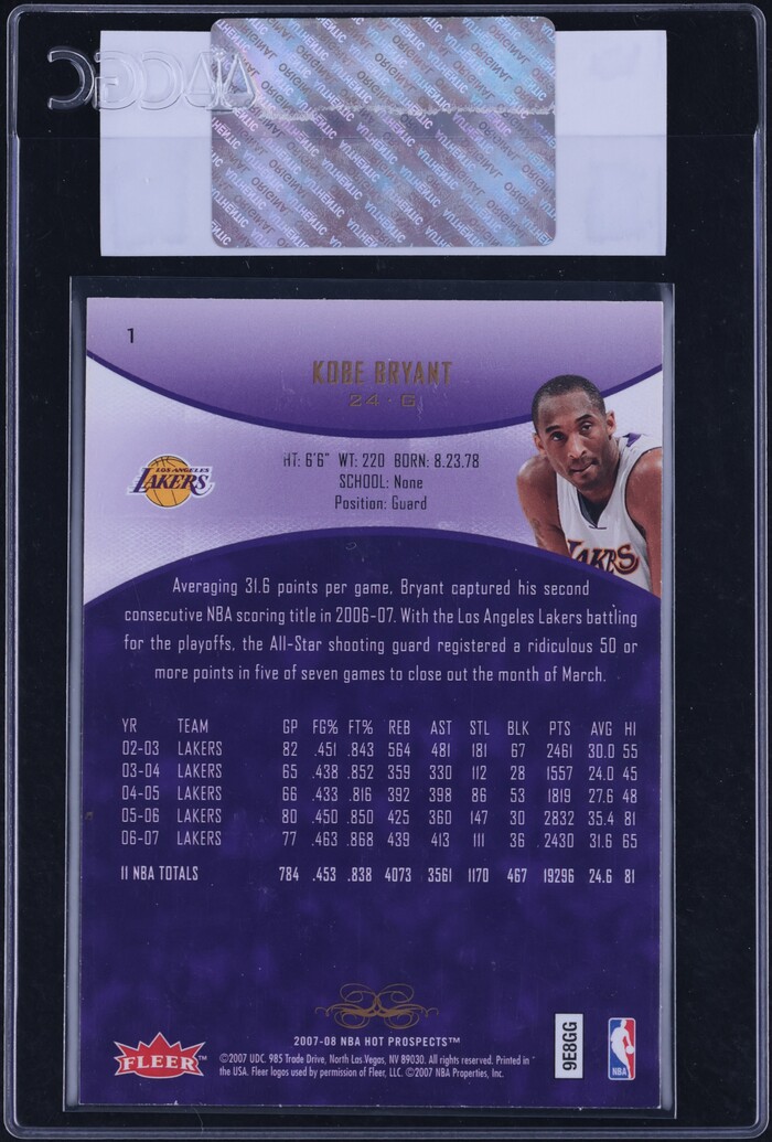 2007 Fleer Hot Prospects Kobe Bryant #1 CGC AUTH
