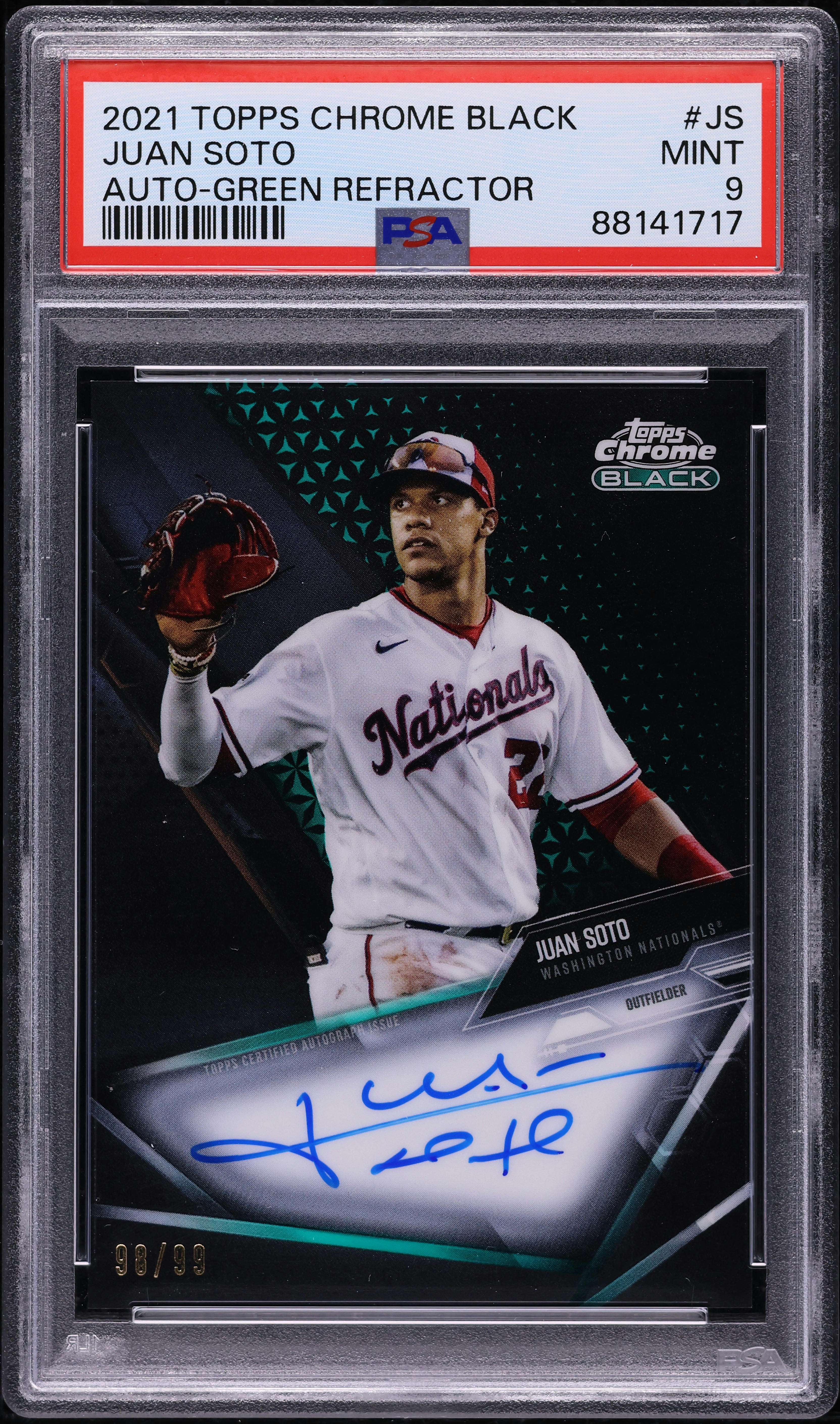 2021 Topps Chrome Black Green Refractor Juan Soto AUTO /99 #CBA-JS