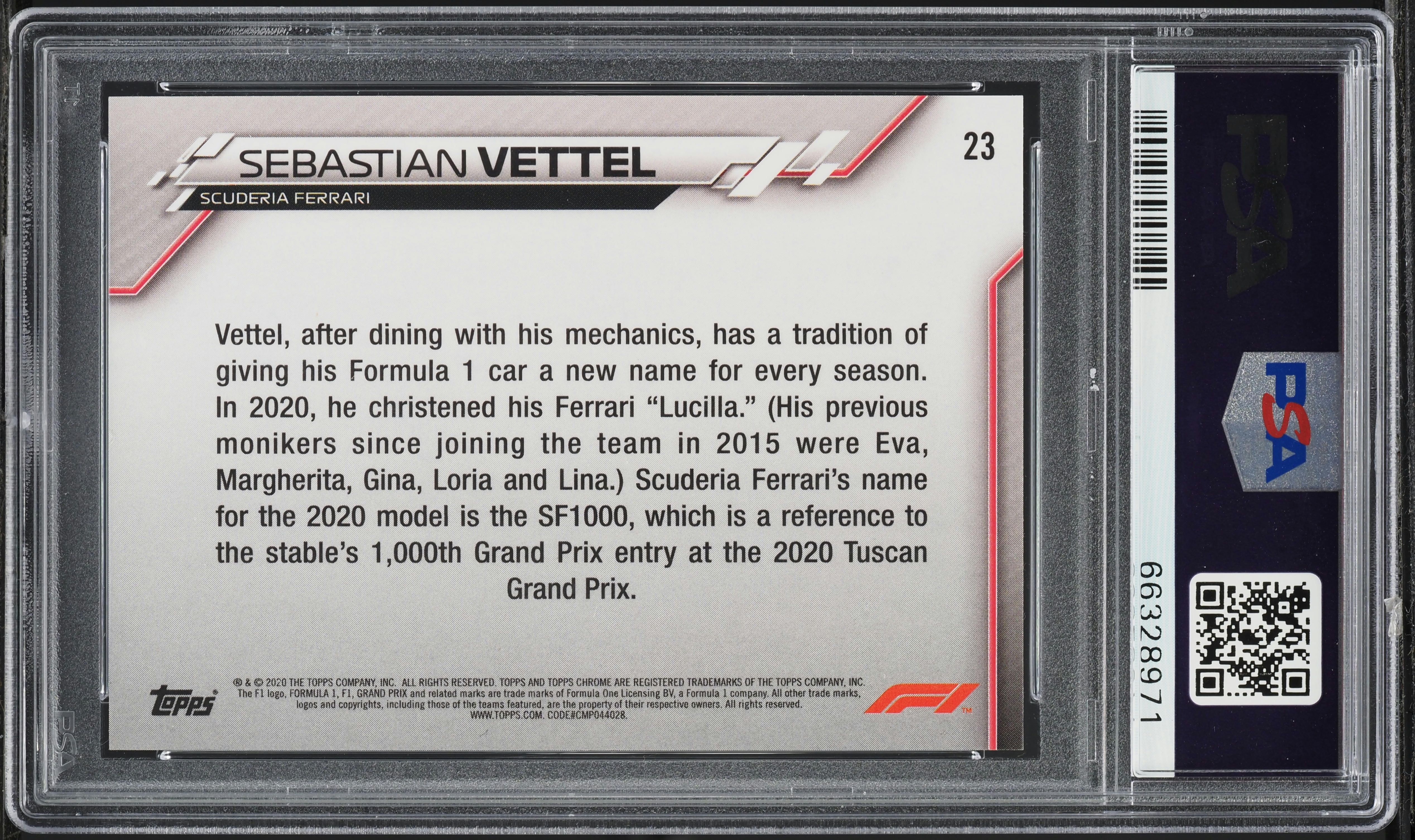 2020 Topps Chrome Formula 1 F1 70th Anniversary Gold Sebastian