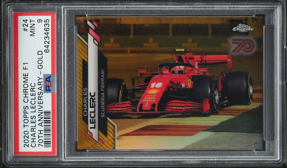 2020 Topps Chrome Formula 1 F1 70th Gold Refractor Charles Leclerc #24 PSA 9