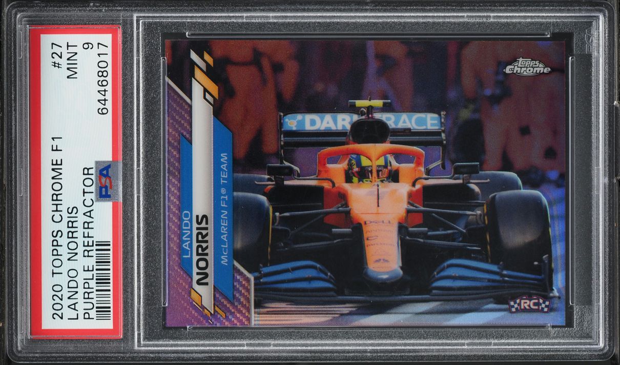 2020 Topps Chrome Formula 1 F1 Purple Refractor Lando Norris RC /399 #27 PSA 9