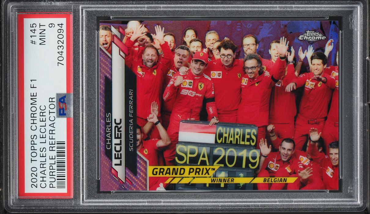 2020 Topps Chrome Formula 1 F1 Purple Refractor Charles Leclerc /399 #145 PSA 9