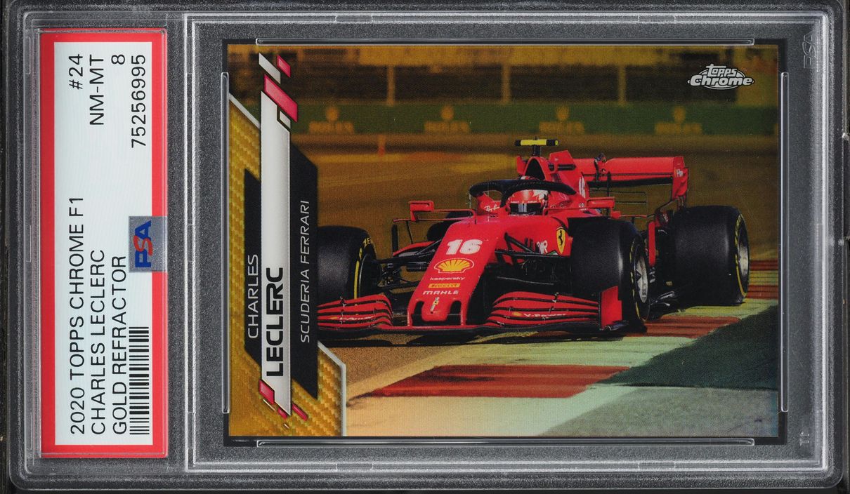 2020 Topps Chrome Formula 1 Gold Refractor Charles Leclerc /50 #24 PSA 8 NM-MT
