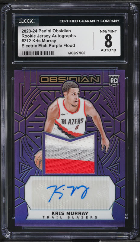 2023 Panini Obsidian E/E Purple Flood Kris Murray ROOKIE PATCH