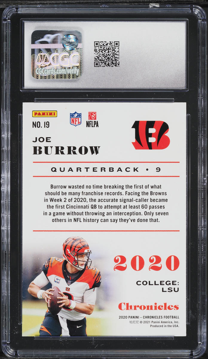 2020 Panini Chronicles Joe Burrow ROOKIE #19 CGC 9 MINT
