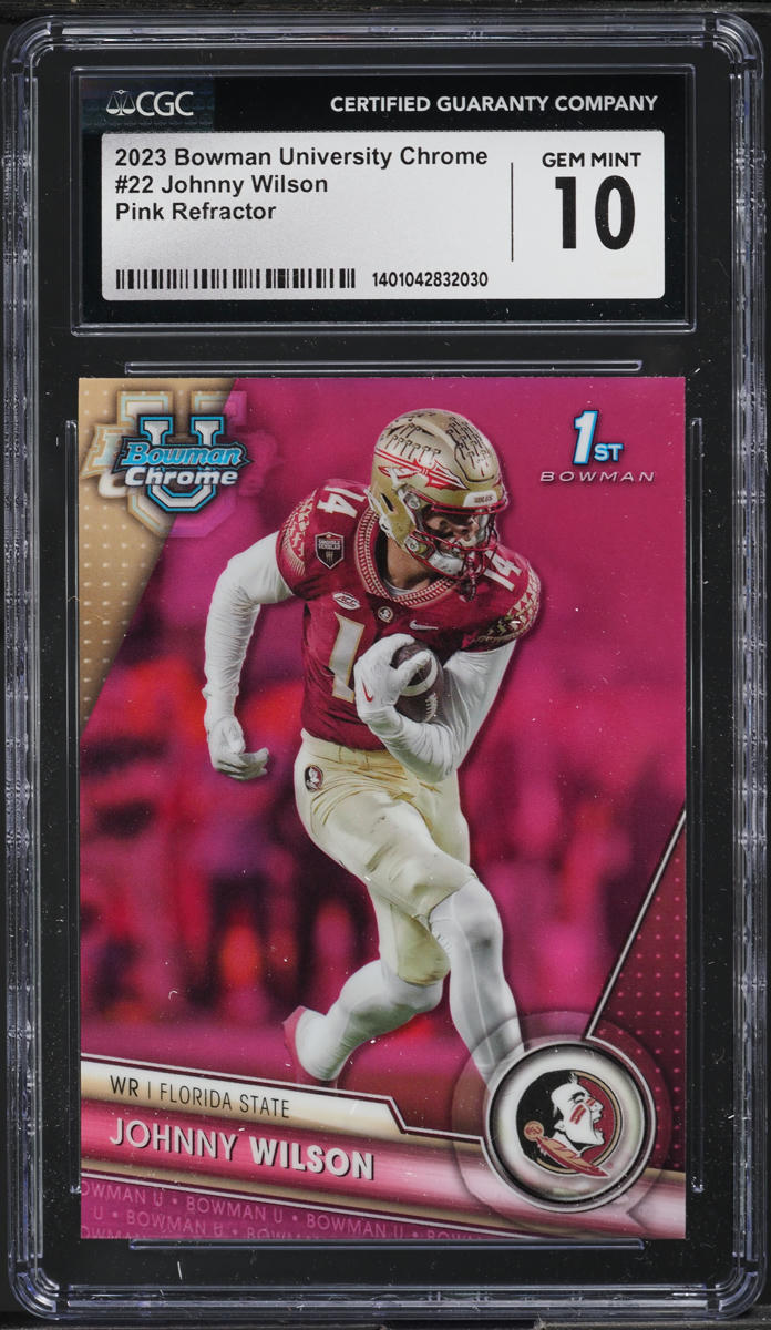 2023 Bowman Chrome University Pink Refractor Johnny Wilson ROOKIE #22 CGC 10 GEM