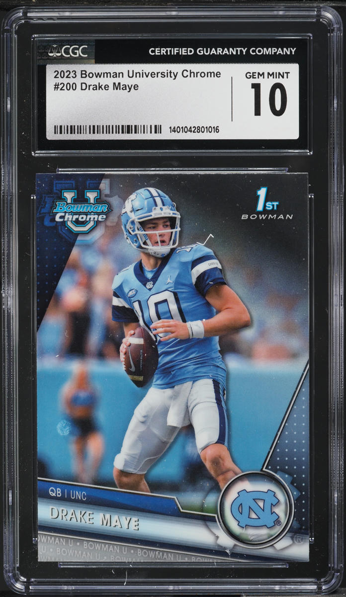 2023 Bowman Chrome University Drake Maye ROOKIE #200 CGC 10 GEM MINT
