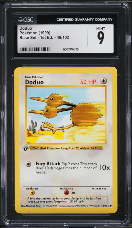 1999 Pokemon Base Set Shadowless 1st Edition Doduo #48 CGC 9 MINT