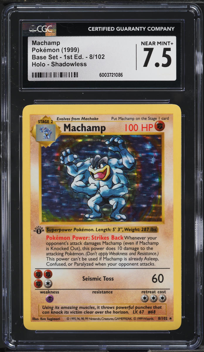 pokemon base set 1st edition holofoil card #8/102 machamp - (8/102) - Pokmon Hit Points100 HP Form 1999 Pokemon Base Set Shadowless