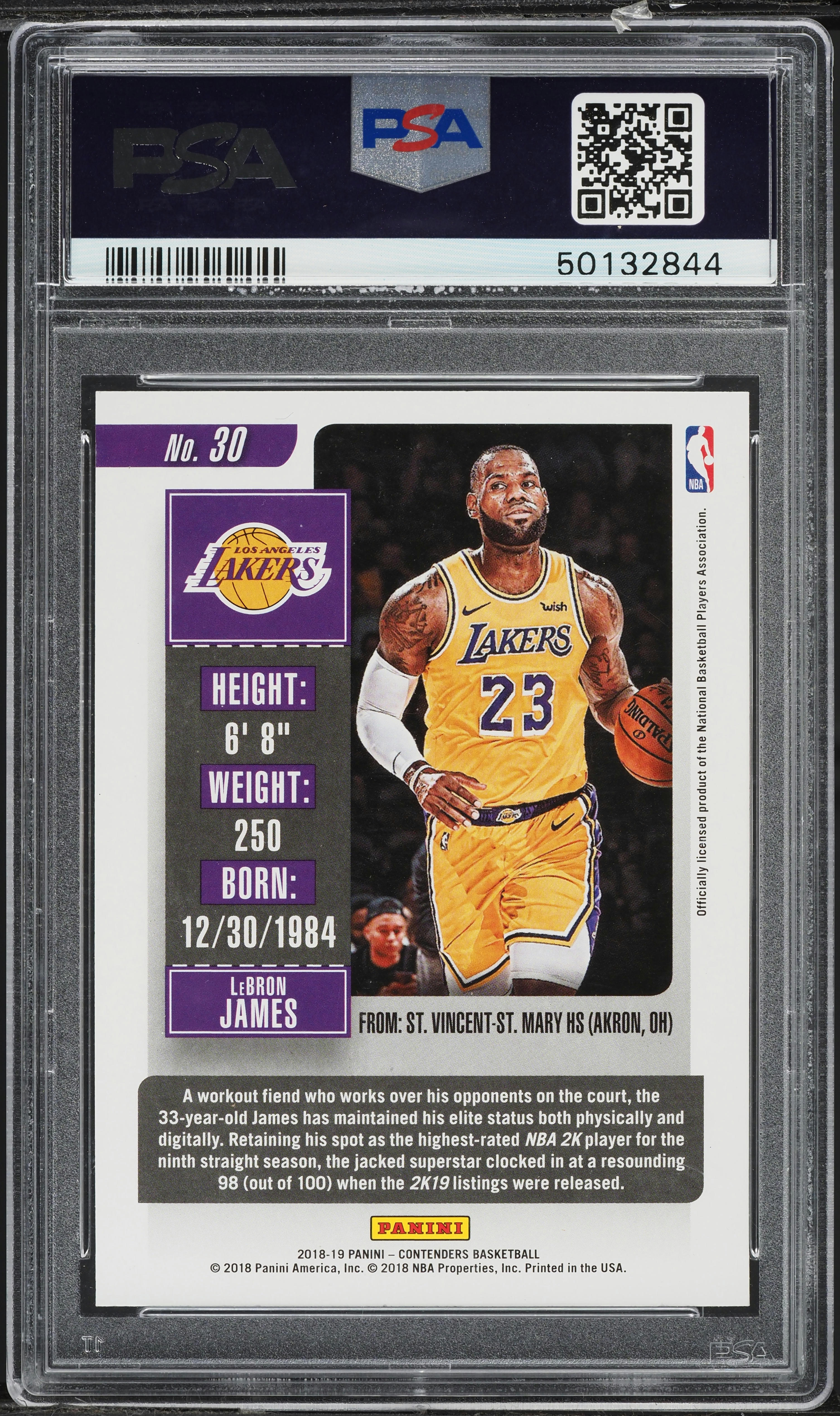 2018 Panini Contenders LeBron James #30 PSA 10 GEM MINT on