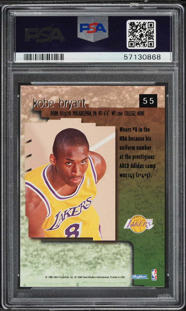 1996 Kenner Starting Lineup Extended Series Kobe Bryant ROOKIE #55 PSA 8 NM-MT