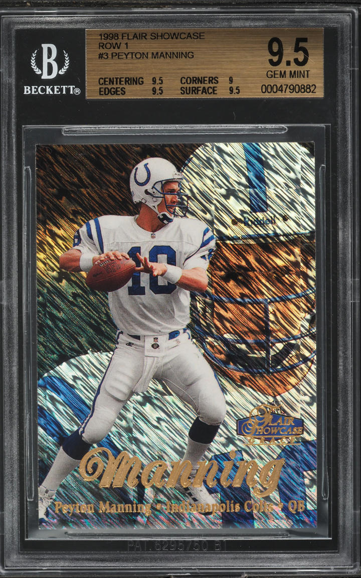 1998 Flair Showcase Row 1 Peyton Manning ROOKIE #3 BGS 9.5 GEM MINT