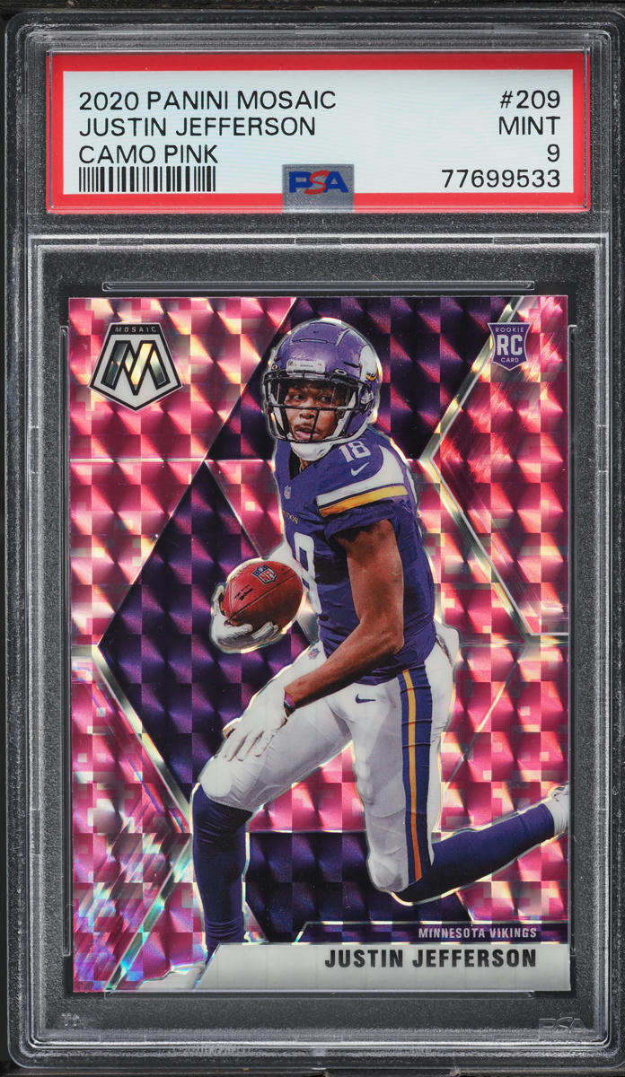 2020 Panini Mosaic Camo Pink Justin Jefferson ROOKIE #209 PSA 9 MINT
