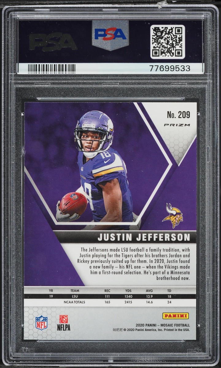 2020 Panini Mosaic Camo Pink Justin Jefferson ROOKIE #209 PSA 9 MINT