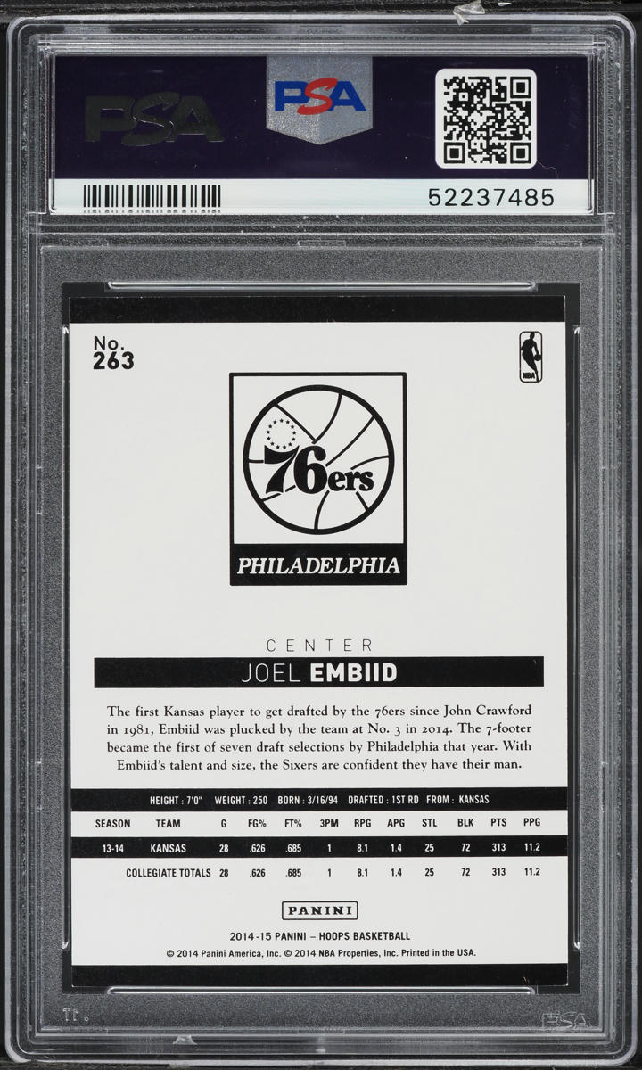 2014 Hoops Joel Embiid ROOKIE #263 PSA 9 MINT on Fanatics Collect