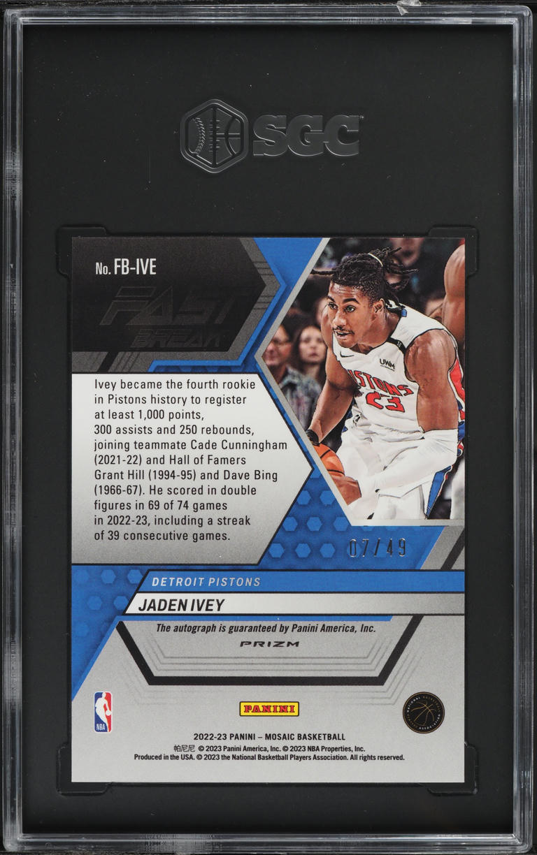 2022 Panini Mosaic Fast Break Red Prizm Jaden Ivey ROOKIE AUTO /49