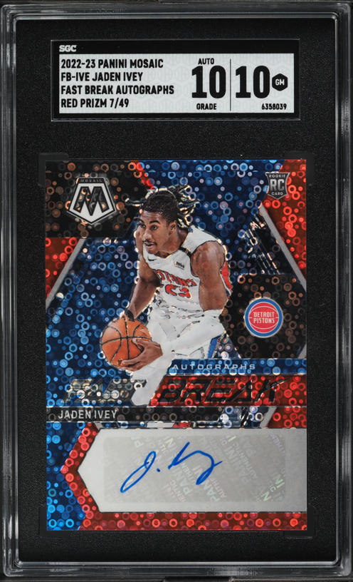 2022 Panini Mosaic Fast Break Red Prizm Jaden Ivey ROOKIE AUTO /49