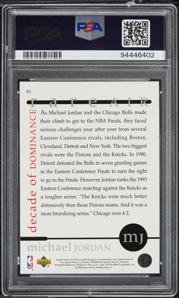 1994 Upper Deck MJ Rare Air Michael Jordan #81 PSA 8 NM-MT on Fanatics  Collect