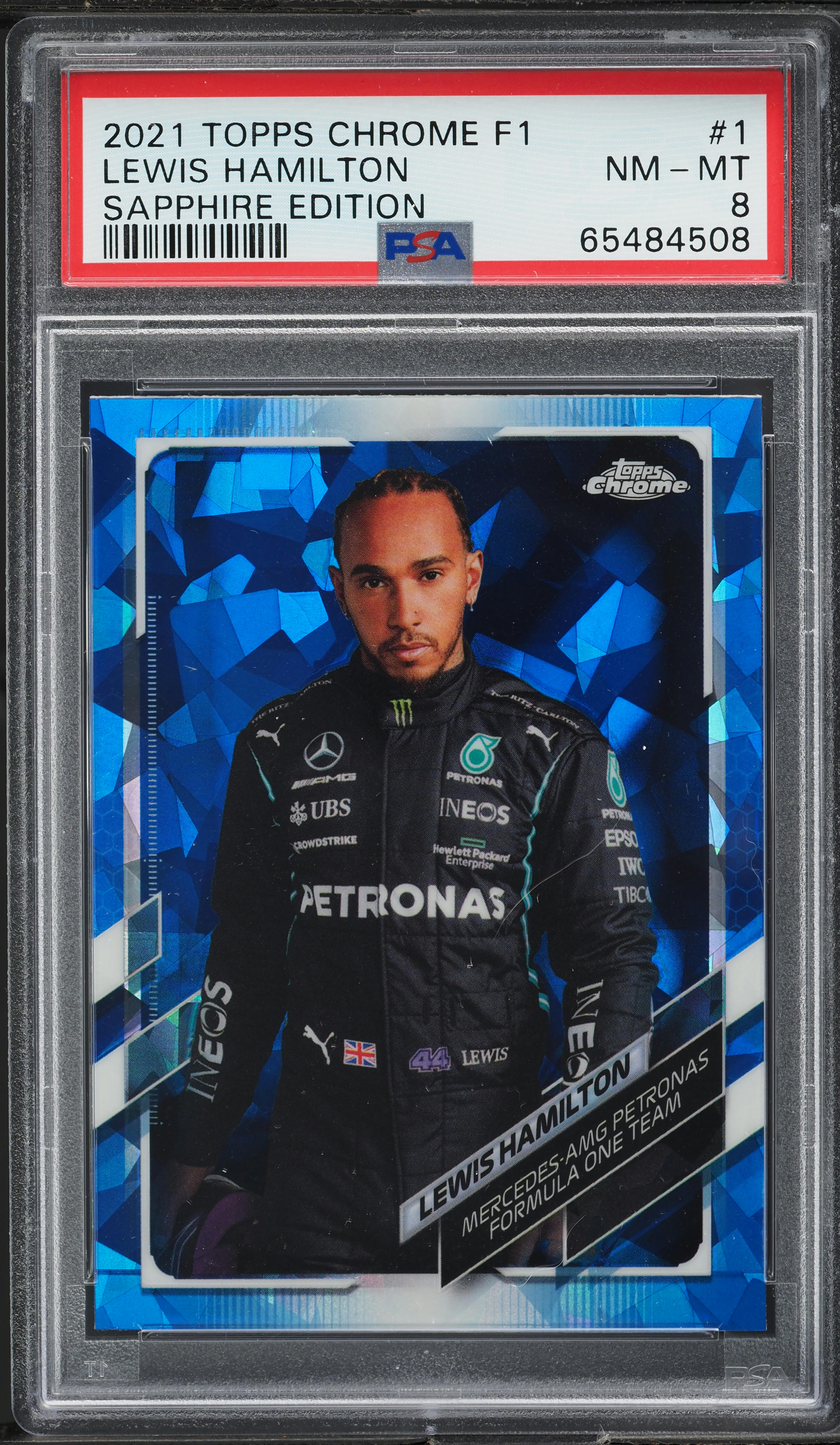 2021 Topps Chrome Formula 1 F1 Sapphire Lewis Hamilton #1 PSA 8 NM
