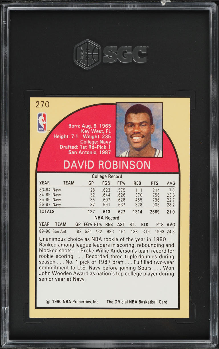 1990 Hoops David Robinson #270 SGC 7 NRMT