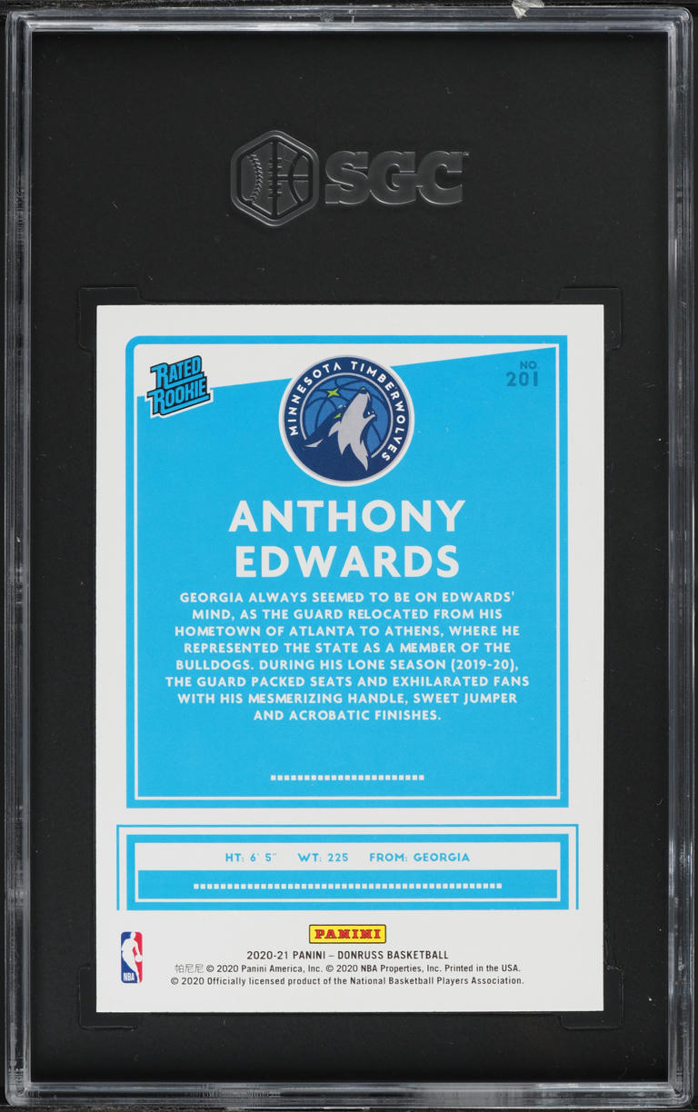 2020 Donruss Basketball Anthony Edwards ROOKIE #201 SGC 8.5 NM-MT+
