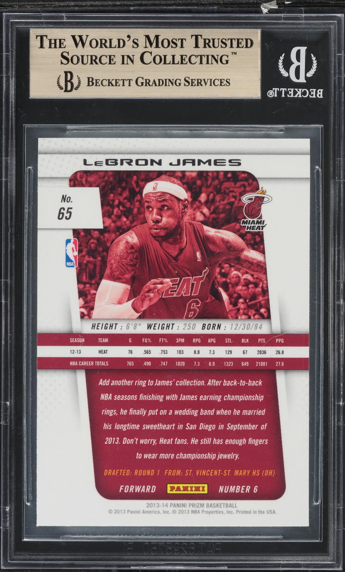 2013 Panini Prizm LeBron James #65 BGS 9.5 GEM MINT
