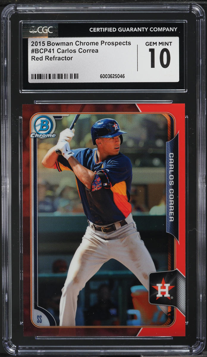 2015 Bowman Chrome Prospects Red Refractor Carlos Correa ROOKIE /5 CGC 10 GEM