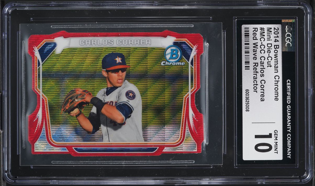 2014 Bowman Chrome Red Wave Refractor Die-Cut Carlos Correa ROOKIE /5 CGC 10 GEM