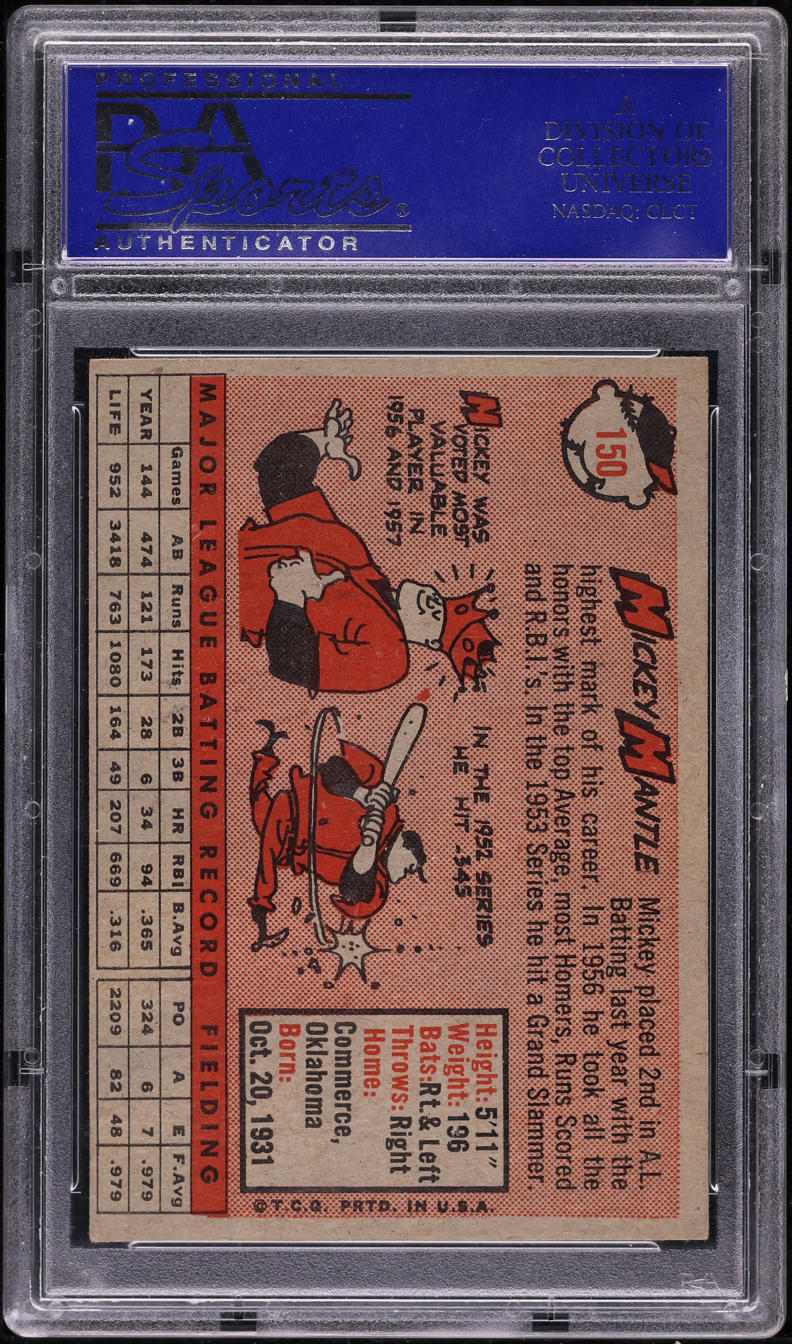1958 Topps Mickey Mantle #150 PSA 6 EXMT