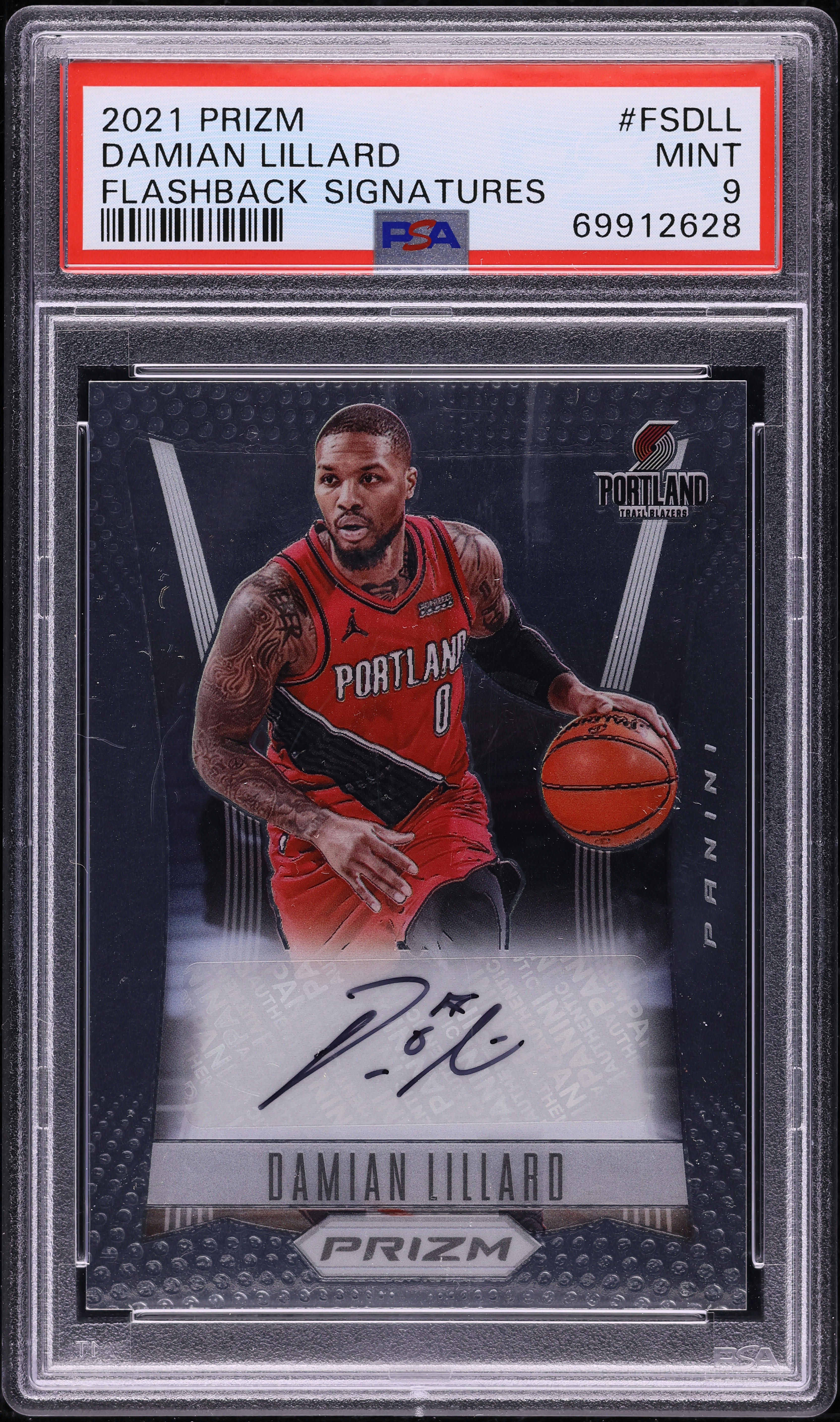 2021 Panini Prizm Flashback Damian Lillard AUTO #FSDLL PSA 9 MINT