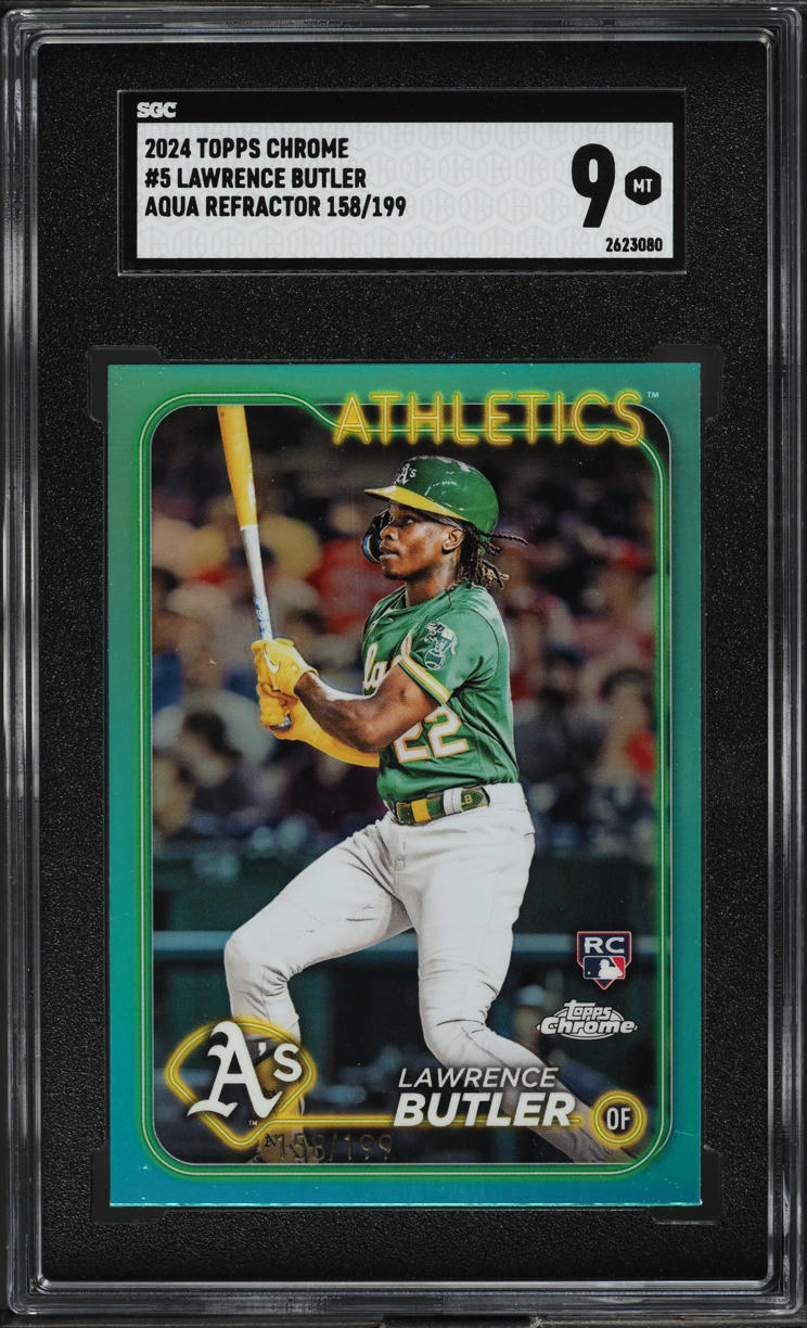 2024 Topps Chrome Aqua Ref. Lawrence Butler ROOKIE /199 #5 SGC 9 MINT